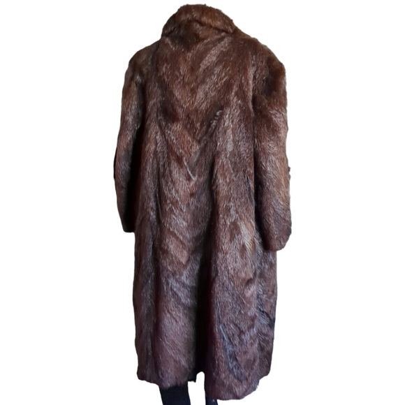Vintage KES II Dark Brown Colours Real Fur Winter Long Coat Size L Size L - Picture 3 of 16